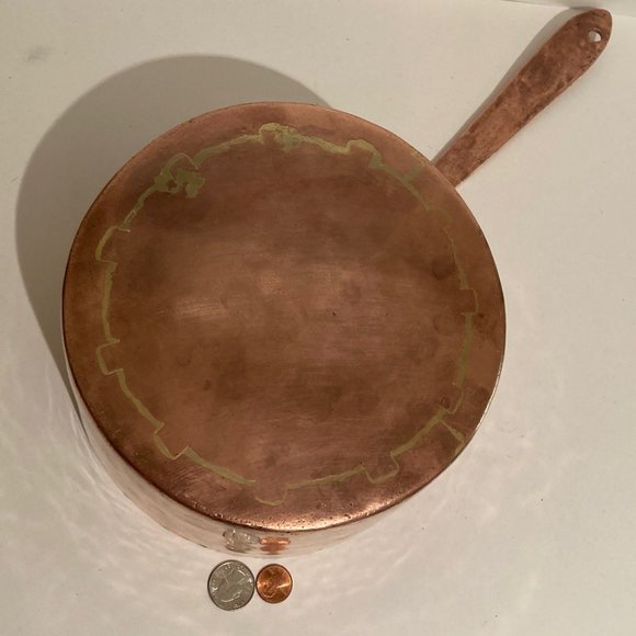 Vintage Copper and Brass Cooking Pot, 18 1/2" Long - Picture 1 of 6